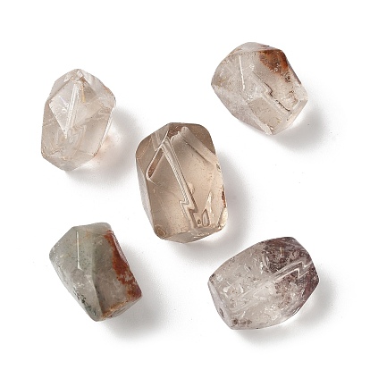 Натуральные красные бусины из кварца лодолита, граненые, самородки