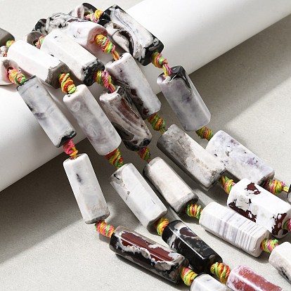 Нити бусин из натурального окрашенного и нагретого огненного агата с эффектом потрескивания, cloumn, граненые