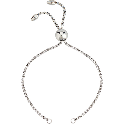 10шт 304 изготовление браслетов-слайдеров из нержавеющей стали/браслетов-боло, коробка цепи браслеты, подходит для соединительных шармов