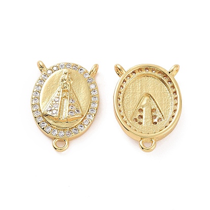 Покрытие стойки латунь микро паве кубический цирконий компонент люстры звенья, розарий, 3-коннектор петли, долговечный, без кадмия и без свинца, овал с оберегом невесты