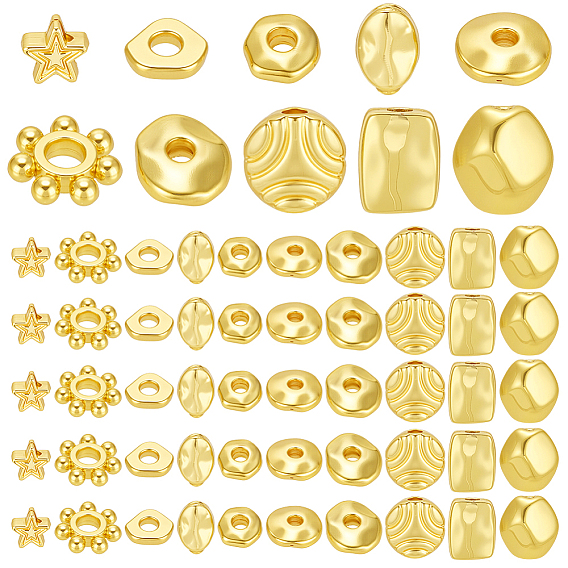 100 шт 10 стили сплава распорные бусины, золотые