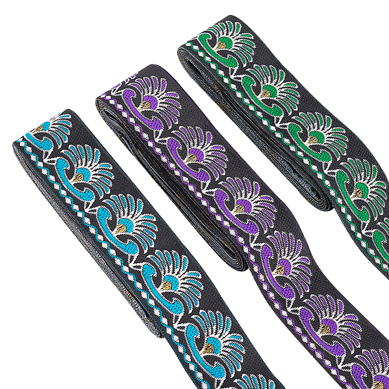 10.5m 3 стили этнический стиль вышивка полиэстеровые ленты, жаккардовая лента, аксессуары для одежды, цветочный узор