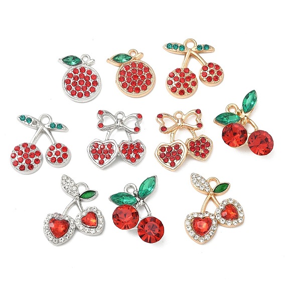 Подвески из сплава и страза, черри прелести