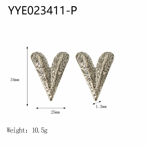 Текстурированное сердце 304 серьги-гвоздики из нержавеющей стали