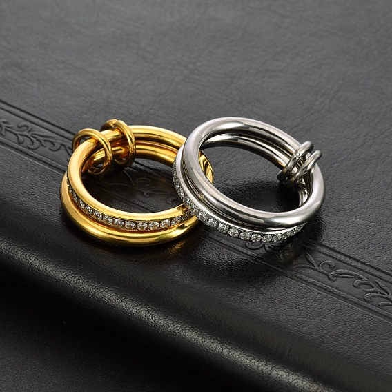 304 Кольца из нержавеющей стали с микропаве из прозрачного кубического циркония, штабелируемые кольца