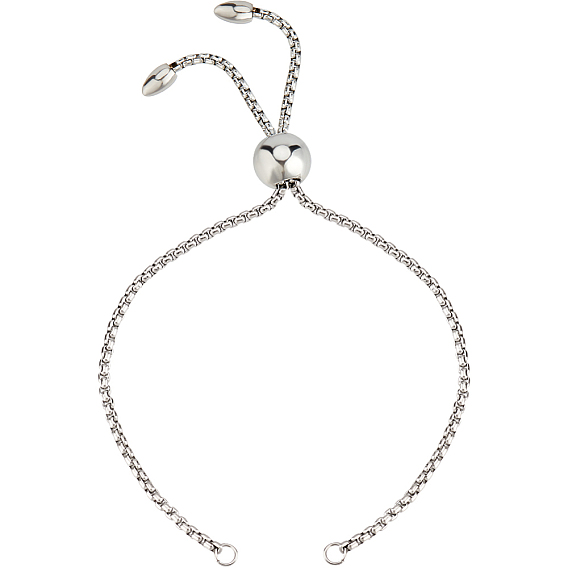 10шт 304 изготовление браслетов-слайдеров из нержавеющей стали/браслетов-боло, коробка цепи браслеты, подходит для соединительных шармов