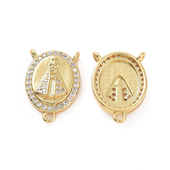 Покрытие стойки латунь микро паве кубический цирконий компонент люстры звенья, розарий, 3-коннектор петли, долговечный, без кадмия и без свинца, овал с оберегом невесты