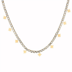Ожерелья-нагрудники со звездами из нержавеющей стали, с теннисными цепочками из циркония