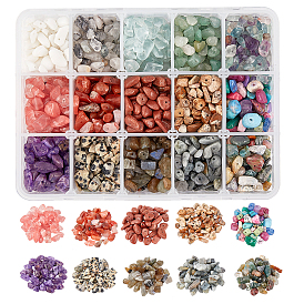 Natural & Synthetic Mixed Gemstone & Glass Chip Beads, Mixed Dyed and Undyed