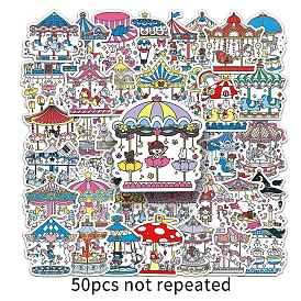 50Pcs Carousel PET Stickers, Self-adhesive Decals, for Suitcase, Skateboard, Refrigerator, Helmet