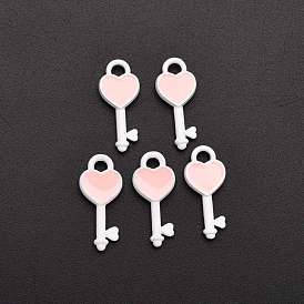 Spray Painted Alloy Enamel Pendants, Heart Key