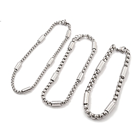304 Stainless Steel Box Chain Bracelets for Women, with Lobster Claw Clasps