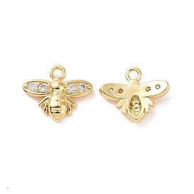 Bee Brass Micro Pave Clear Cubic Zirconia Charms, Cadmium Free & Nickel Free & Lead Free