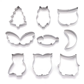 Stainless Steel Mixed Owl Shaped Cookie Candy Food Cutters Molds, for DIY, Kitchen, Baking, Kids Birthday Party Supplies Favors
