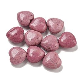 Natural Rhodonite Beads, Half Drilled, Heart