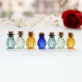 Miniature Glass Bottles, with Cork Stoppers, Empty Wishing Bottles, for Dollhouse Accessories, Jewelry Making