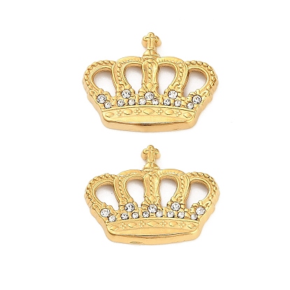 304 кулон из нержавеющей стали со стразами., ионное покрытие (ip), корона прелести