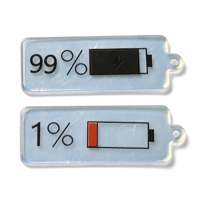 Translucent Acrylic Pendants, Battery 99% & 1% Charm