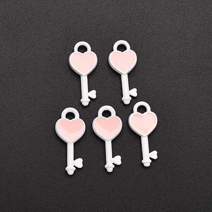 Spray Painted Alloy Enamel Pendants, Heart Key