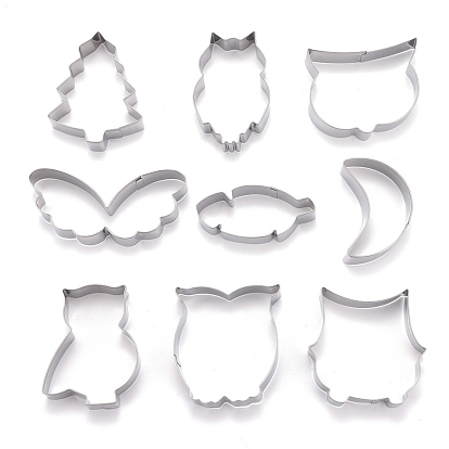 Stainless Steel Mixed Owl Shaped Cookie Candy Food Cutters Molds, for DIY, Kitchen, Baking, Kids Birthday Party Supplies Favors
