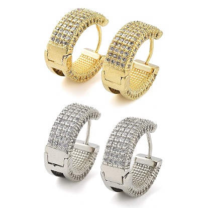 Brass Micro Pave Cubic Zirconia Hoop Earrings for Women