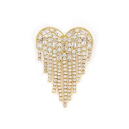 Броши в форме сердца из цинкового сплава с микропаве из прозрачного кубического циркония