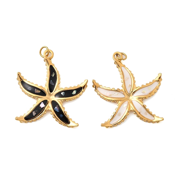 304 нержавеющей стальной эмали подвески, прелести морская звезда, ионное покрытие (ip), реальный 18 k позолоченный