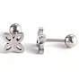 201 Stainless Steel Flower Barbell Cartilage Earrings, Screw Back Earrings, with 304 Stainless Steel Pins