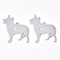 304 Stainless Steel Pendants, Silhouette Charms, Laser Cut, Dog