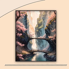 Пейзаж каньона в китайском стиле, набор для алмазной живописи своими руками, включая сумку со стразами из смолы, алмазная липкая ручка, тарелка, клей глина, белая рамка