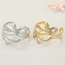 Bold Snake Shaped Punk Bracelet with Multi-layered Wide Cuff and Open Ends