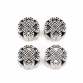 Tibetan Style Alloy European Beads Rhinestone Settings, for Enamel, Cadmium Free & Lead Free, Clover