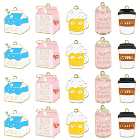 20 шт 5 стили подвески из сплава эмали, золотой свет, пить