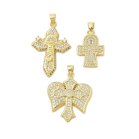 Крест тема стойка покрытие латунь микро паве кубические цирконии подвески, долговечный, без свинца и без кадмия