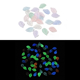 Luminous Resin Decoden Cabochons, Glow in the Dark, Leaf
