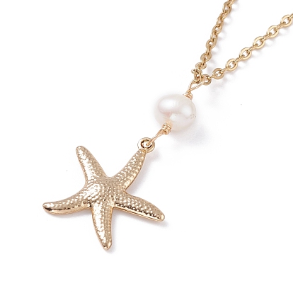 Starfish Pendant Neckelaces for Girl Women, Natural Cowrie Shell Beads Braided Necklaces