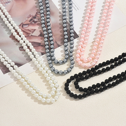 Длинные ожерелья из пластиковых бусин с имитацией жемчуга во французском стиле диаметром 8мм для женщин