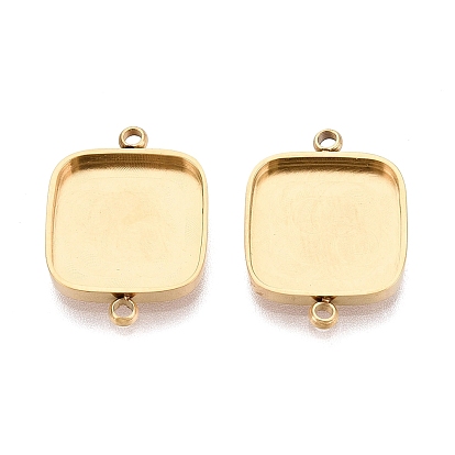 304 Stainless Steel Connector Cabochon Settings, Square, Ion Plating(IP)