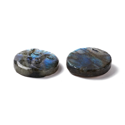Natural Labradorite Cabochon, Flat Round with Face