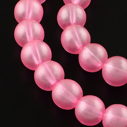 Opaque Spray Painted Glass Bead Strands, Round, 8mm, Hole: 1.3~1.6mm, about 104pcs/strand, 32.7 inch