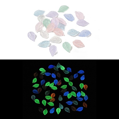 Cabujones decodificados de resina luminosa, brillan en la oscuridad, hoja