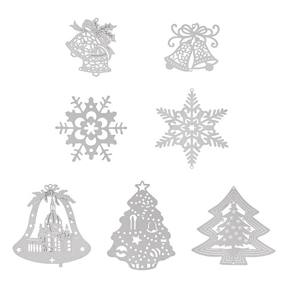 7 шт. 7 стили 201 рождественские соединители из нержавеющей стали, подвески, гравированные металлические украшения, разноцветные, не тускнеет