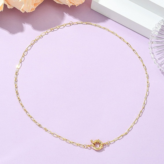 Brass Figaro Chain & Paperclip Chain Necklaces with Spring Ring Clasps