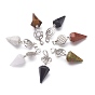 Gemstone Pendants, with Platinum Brass Snap on Bails, Votex/Ohm/Tree of Life/Flower of Life/Star of David, Cone Pendulum