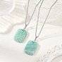 Natural Amazonite Rectangle Pendant 304 Stainless Steel Cable Chain Necklaces