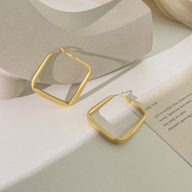 Gold Square Earrings - Exaggerated, Minimalist, Elegant, Versatile, Chic, Statement, Trendy