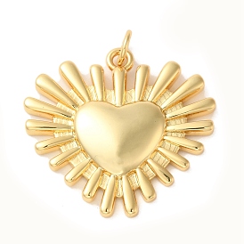 Rack Plating Valentine's Day Brass Pendants, Long-lasting Plated, Cadmium Free & Lead Free, Heart Charms