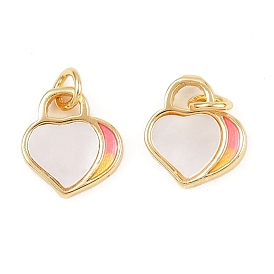 Латунь эмаль прелести, с раковиной и прыгать кольцо, шарма сердца