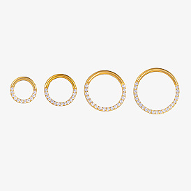 F136 Серьги для хряща уха из титанового сплава с микропаве и прозрачными кубическими циркониями, серьги обруча, кольца для носа