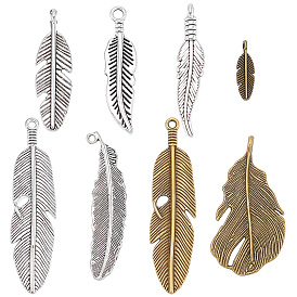 48 шт 8 стили подвески из сплава в тибетском стиле, перо